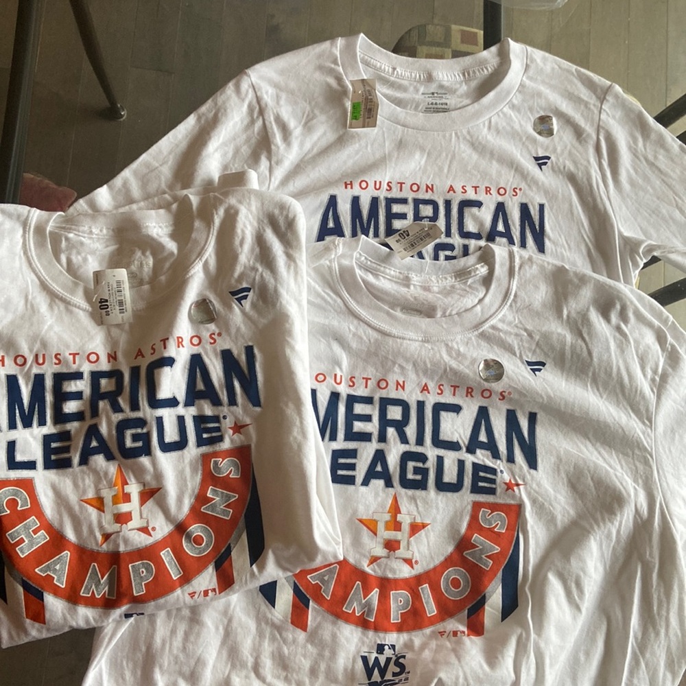 NWT set of 3 Fanatics Houston American League Champions (youth L, adult L & XL)